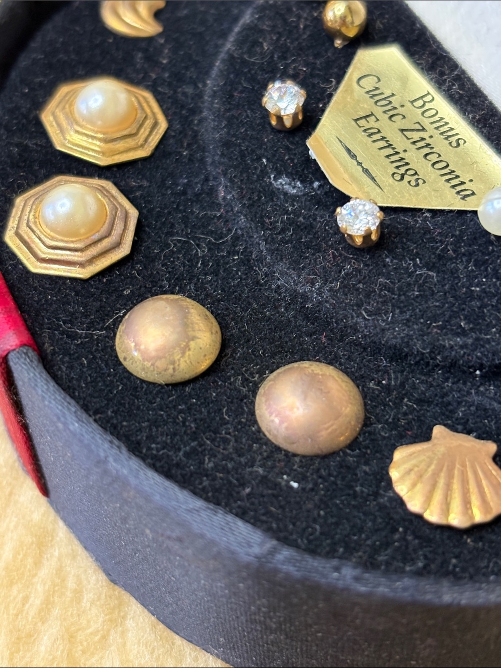 Gold-Tone Faux Pearl and Shell Earring Set - Multi Pair - Picture 8 of 8